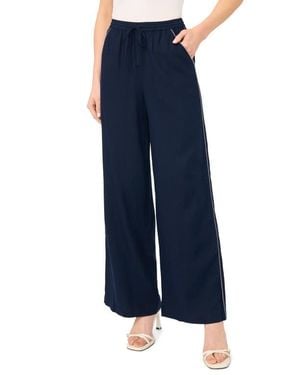 Cece Contrast Trim Crop Pants - Blue