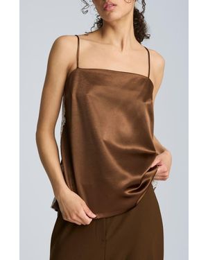 Kenneth Cole Lace Trim Satin Camisole - Brown