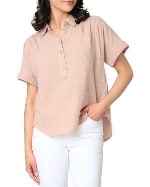 Gibsonlook All Day Cotton Gauze Popover Shirt - Gray