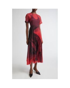 Jason Wu Dancing Pleat Pleated Shift Dress - Red
