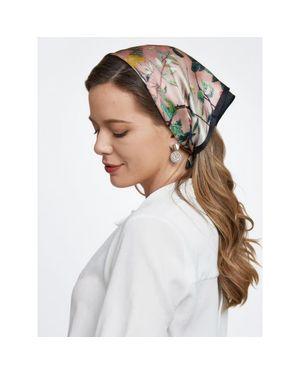 SILKSILKY 100% Mulberry Silk Pattern Square Scarf - White