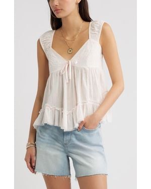 BP. Cap Sleeve Cotton Babydoll Top - Natural