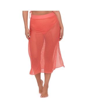 S3 Apparel Side Slit Crochet Coverup Skirt - Red