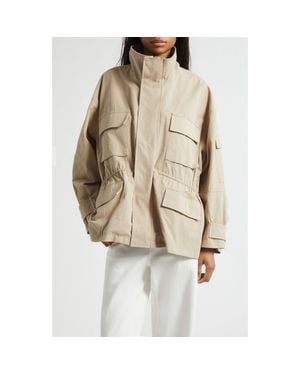 Plan C Crinkle Twill Utility Jacket - Natural