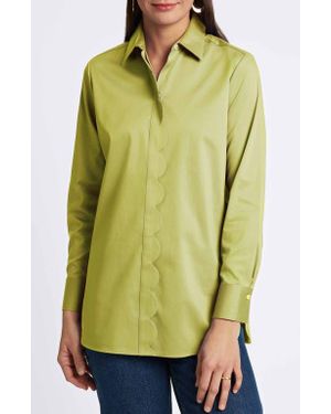 Foxcroft Layla Sateen Button-Up Shirt - Green