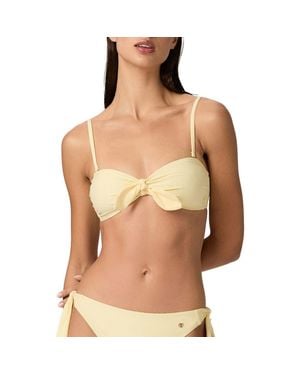 PAIGE Libby Tie Front Bandeau Bikini Top - Natural