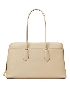 Tory Burch Lock Leather Satchel - Natural