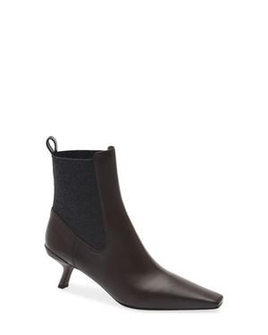 Brunello Cucinelli Snip Toe Kitten Heel Chelsea Boot - Black