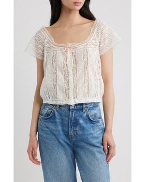 Doen Great Lace Cotton Voile Top - Blue
