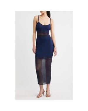 Torn By Ronny Kobo Kimberly Placed Stripe Body-Con Sweater Dress - Blue