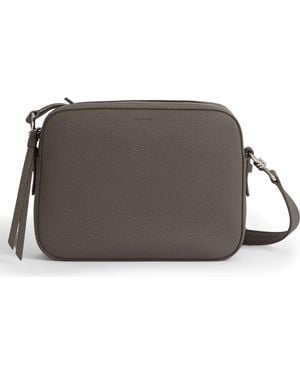 AllSaints Leather Camera Crossbody Bag - Gray