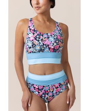 Nanis Cut Back Crop Swim Top - Blue