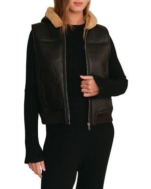 DELUC Brad Hooded Faux Shearling Vest - Black