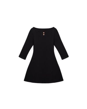 Oddli 3/4 Sleeve Boat Neck Dress - Black