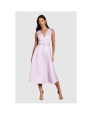 Coast V-Neck Satin Midi Dress - Pink