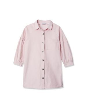 Lands' End Girls 3/4 Sleeve Corduroy Shirt Dress - Pink