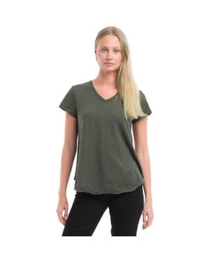 Wilt Short Sleeve Shrunken V-Neck Shirttail Top - Gray