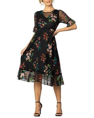 Kiyonna Wildflower Embroidered Cocktail Dress - Black