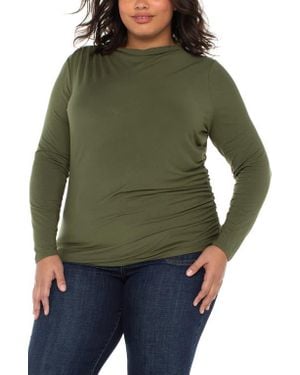 Liverpool Los Angeles Long Sleeve Ruched Jersey Top - Green