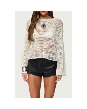 Edikted Charlise Sequin Open Knit Top - White
