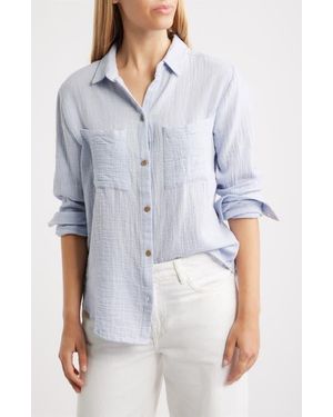 Beach Lunch Lounge Micaela Cotton Button-Up Shirt - Blue