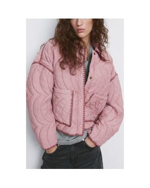 Mango Quilted Jacket - Red