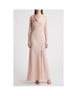 Wayf Lea Cowl Neck Satin Gown - Pink