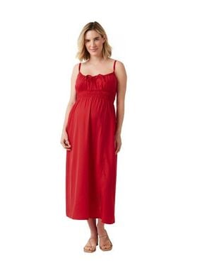 Ingrid & Isabel The Amalfi Maternity Midi Strappy Dress - Red