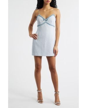 LoveShackFancy Novara Sleeveless Tweed Minidress - Blue