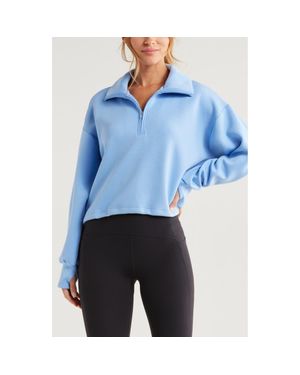 Zella Soft Modal Blend Half Zip Pullover - Blue