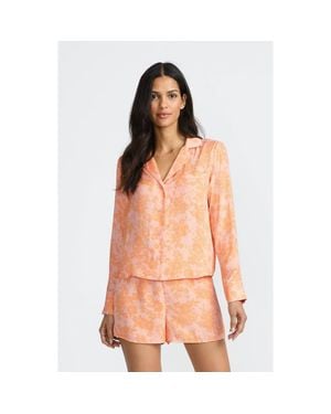 Lands' End Plus Size Matte Satin 2 Piece Pajama Set - Orange