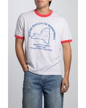 Elwood Vintage '90 Njcaa Basketball Ringer Tee - White