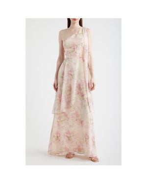 Lulus Amara Floral Print One-Shoulder Gown - Pink