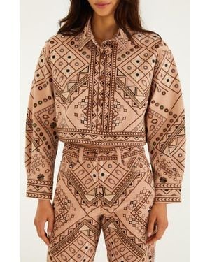 FARM Rio Cosmopolitan Crop Jacket - Brown