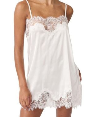 KAT THE LABEL Olivia Lace Trim Slip Chemise - White