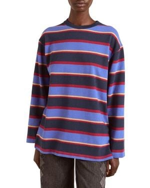 Damson Madder Ali Striped Long Sleeve T-Shirt - Blue