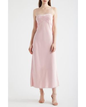 LoveShackFancy Isolie Lace Satin Maxi Dress - Pink