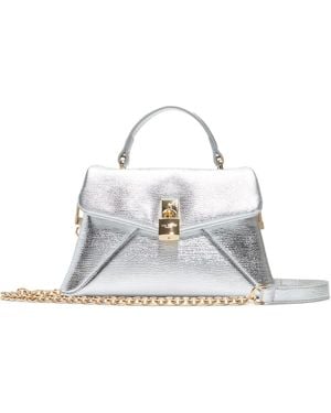 Ted Baker Poppy Metallic Leather Top Handle Bag - Gray