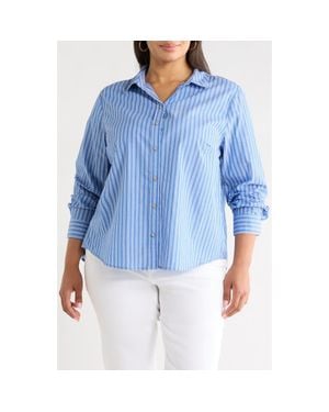 Beach Lunch Lounge Bentley Stripe Cotton Button-Up Shirt - Blue