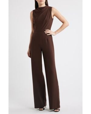 Black Halo Corrine Draped Bodice Wide Leg Jumpsuit - Brown