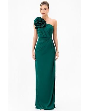 Bariano Vacation Asymmetric Gown - Green