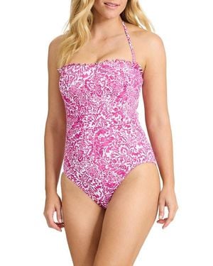 Tommy Bahama Paisley Daze Bandeau One-Piece Swimsuit - Pink