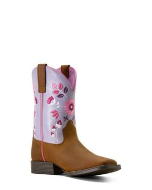 Ariat Kids' Wild Bloom Wide Square Toe Western Boot - Purple