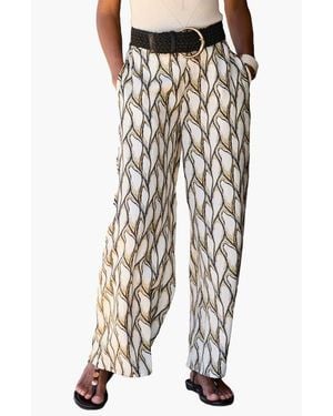 Lascana Print Wide Leg Pants - White