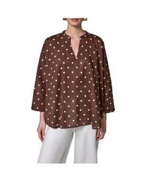 Donna Karan Cotton Voile Top - Brown