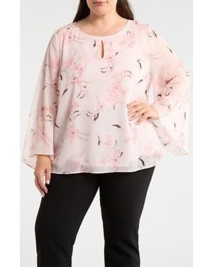 Anne Klein Metallic Print Top - Pink