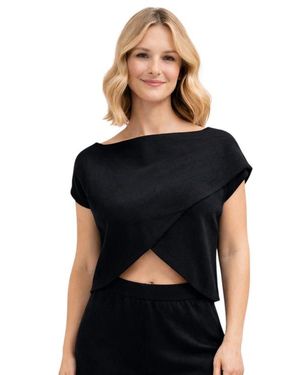 Accouchée Mini Knit Crossover Sleeveless Maternity/Nursing Top - Black