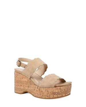 Pelle Moda Cicel Slingback Platform Wedge Sandal - Natural