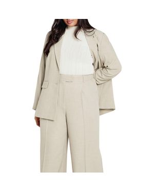 City Chic Elia Notch Lapel Stretch Blazer - Natural