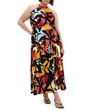 City Chic Island Getaway Tiered Maxi Dress - Orange